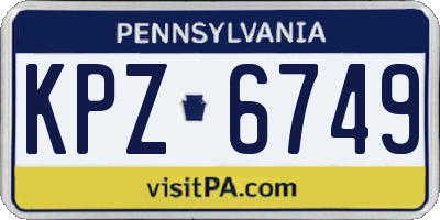 PA license plate KPZ6749