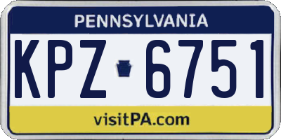 PA license plate KPZ6751