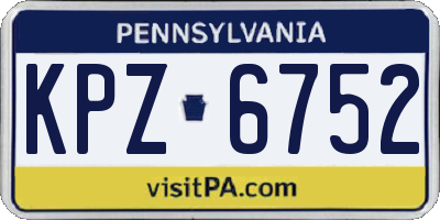 PA license plate KPZ6752