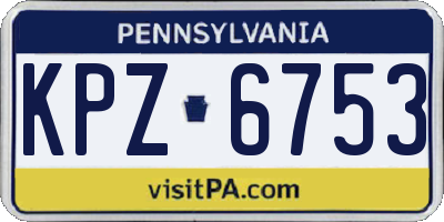 PA license plate KPZ6753