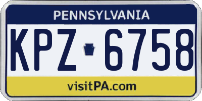PA license plate KPZ6758