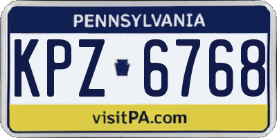 PA license plate KPZ6768