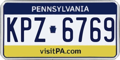 PA license plate KPZ6769