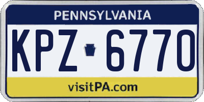 PA license plate KPZ6770