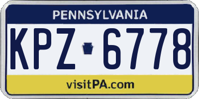PA license plate KPZ6778
