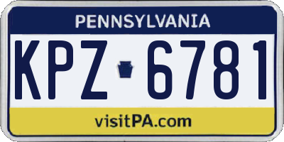 PA license plate KPZ6781