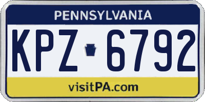 PA license plate KPZ6792