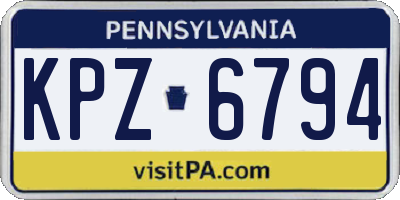 PA license plate KPZ6794