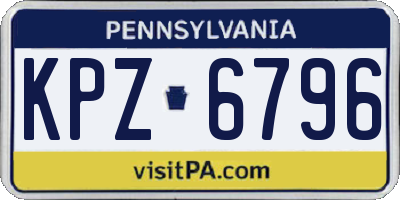 PA license plate KPZ6796