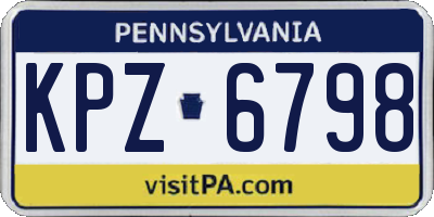 PA license plate KPZ6798