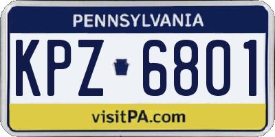 PA license plate KPZ6801
