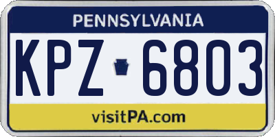 PA license plate KPZ6803