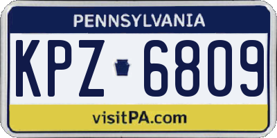 PA license plate KPZ6809