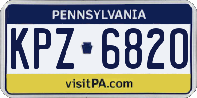 PA license plate KPZ6820