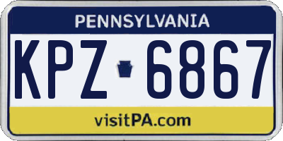 PA license plate KPZ6867