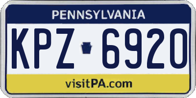 PA license plate KPZ6920