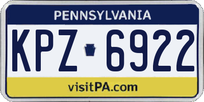 PA license plate KPZ6922