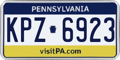 PA license plate KPZ6923