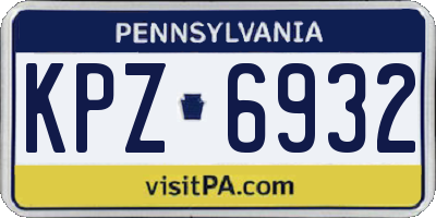 PA license plate KPZ6932