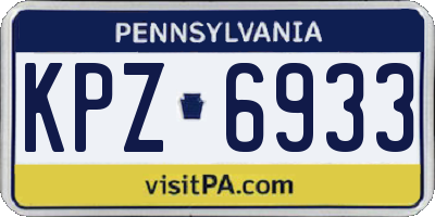 PA license plate KPZ6933