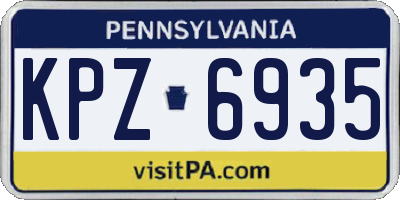 PA license plate KPZ6935