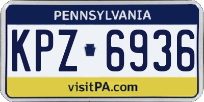 PA license plate KPZ6936