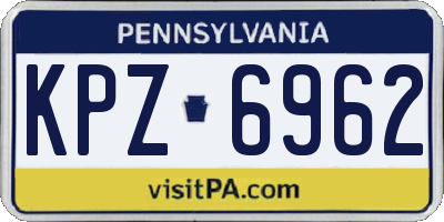 PA license plate KPZ6962