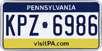 PA license plate KPZ6986