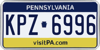 PA license plate KPZ6996