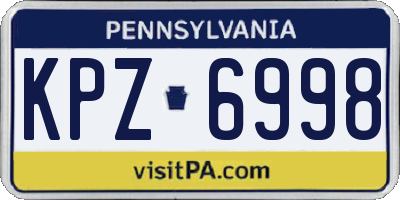 PA license plate KPZ6998