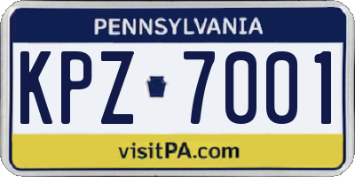 PA license plate KPZ7001