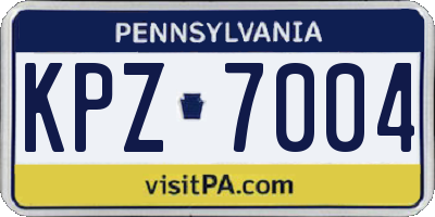 PA license plate KPZ7004
