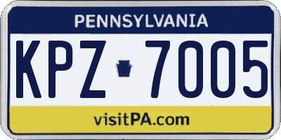 PA license plate KPZ7005