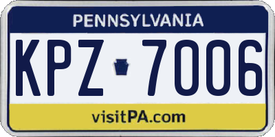 PA license plate KPZ7006