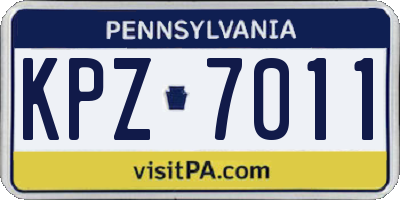 PA license plate KPZ7011