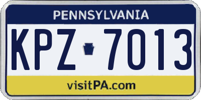 PA license plate KPZ7013