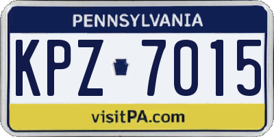 PA license plate KPZ7015