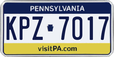 PA license plate KPZ7017