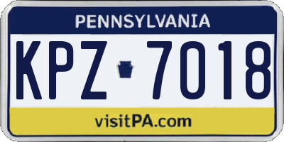 PA license plate KPZ7018