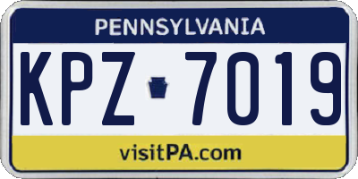 PA license plate KPZ7019