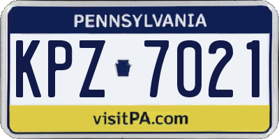 PA license plate KPZ7021