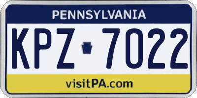 PA license plate KPZ7022