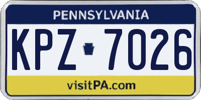 PA license plate KPZ7026