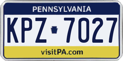 PA license plate KPZ7027