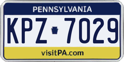 PA license plate KPZ7029