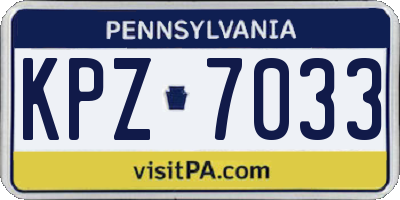 PA license plate KPZ7033