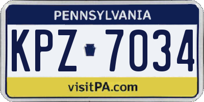 PA license plate KPZ7034