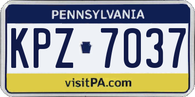 PA license plate KPZ7037