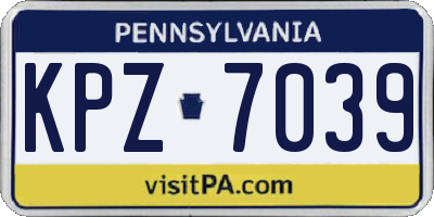 PA license plate KPZ7039