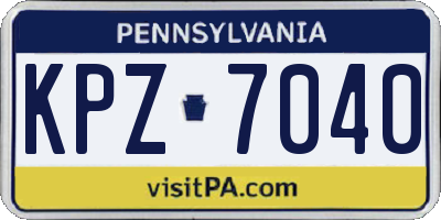 PA license plate KPZ7040